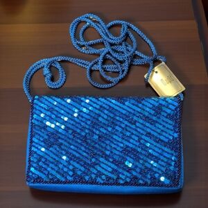 Vintage Magid Macau Royal Blue Beaded Sequin Crossbody